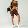 thumbnail image 6 of Women's Sports Set Gym 2 Piece Yoga Bra High Waist Seamless Shorts Outfit,Workout Activewear for Jogging Training Dance Running Brown XL, 6 of 7