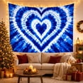 thumbnail image 3 of Nested Hearts with Blue Tie Dye Sunburst Radiating Outward, Whimsical Psychedelic for Nature Lovers, Abstract Wall Art Decor, Housewarming Gift, Tapestry Wall Hanging for Bedroom and Dorm, 3 of 7