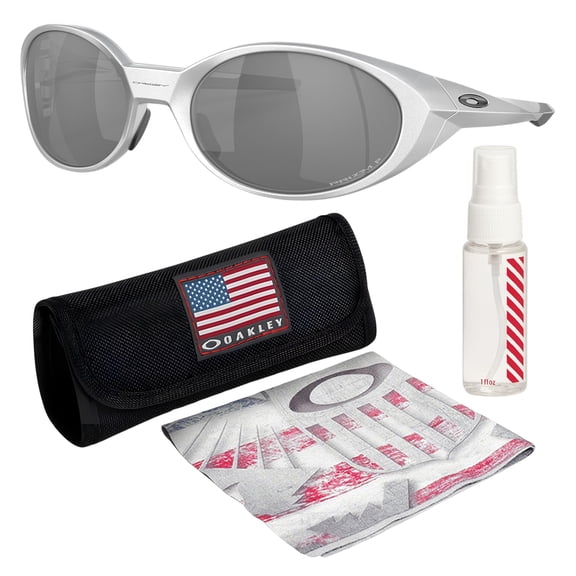 Oakley OO9438 Eyejacket Redux Rectangle Shaped Polarized Sunglasses for Men - Includes Official Eyewear Kit - Silver Frame with Prizm Black Lens