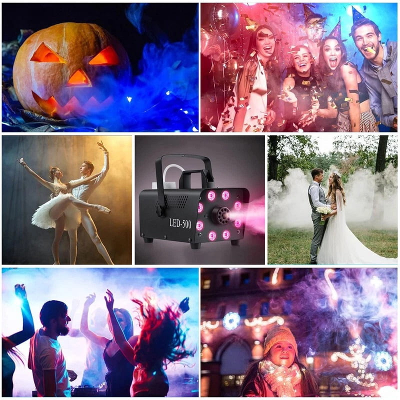 500W Fog Machine with 13 Color LED Lights & Wireless Remote, Smoke Machine for Halloween, Christmas, Parties, DJ Shows, Weddings