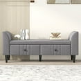thumbnail image 2 of Upholstered Wooden Storage Ottoman Bench with 2 Drawers for Bedroom, Fully Assembled Except Legs and Handles, Padded Seat with Wood Leg, Large Storage Space, 56.3"Lx15.9"Wx23.6"H, Gray, 2 of 7