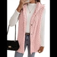 thumbnail image 3 of Chaleco Informal con Capucha de de Doble Cara para Mujer, Otoño-Invierno, Informal, Extragrande, Cálido, con Botones. Rosa S, 3 of 8