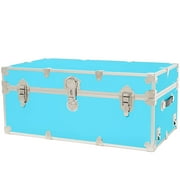 Rhino Trunk & Case Large Leather Embossed Vinyl Trunk, Summer Camp, College, Storage 32"x18"x14" (Sky Blue)