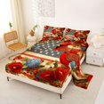 thumbnail image 2 of Manfei Cardinal Bird Floral Bed Sheets,Vintage Usa Flag Full Size Sheets,4pcs,1 Flat Sheet, 1 Fitted Sheet and 2 Pillowcases, 2 of 6
