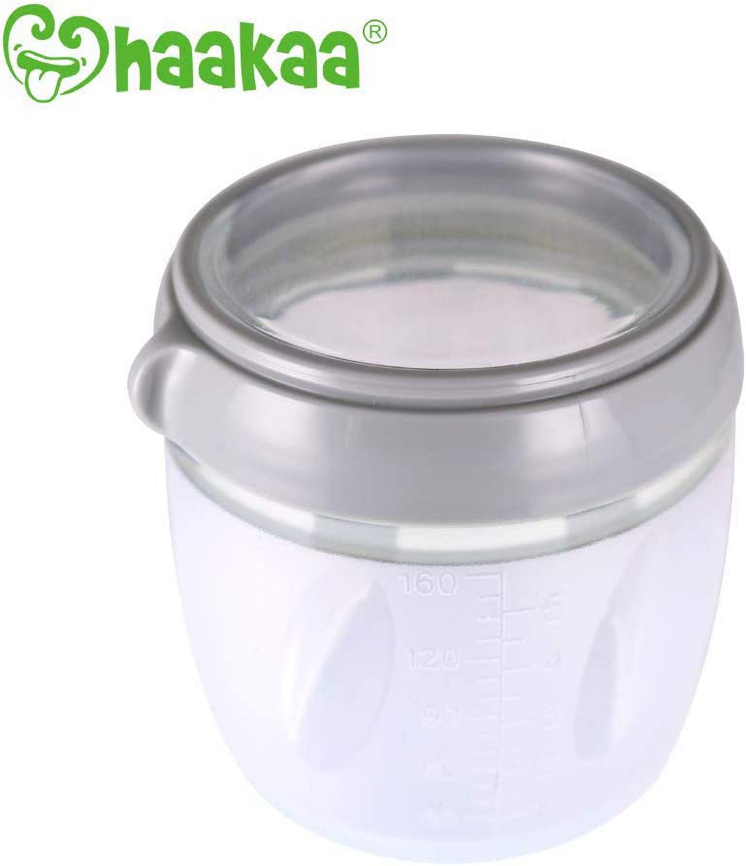Haakaa Manual Breast Pump with Storage Milk Bottle for Breastfeeding 100% Food Grade Silicone BPA PVC and Phthalate Free (4oz/100ml Pump + 160ml Storage Milk Bottle)