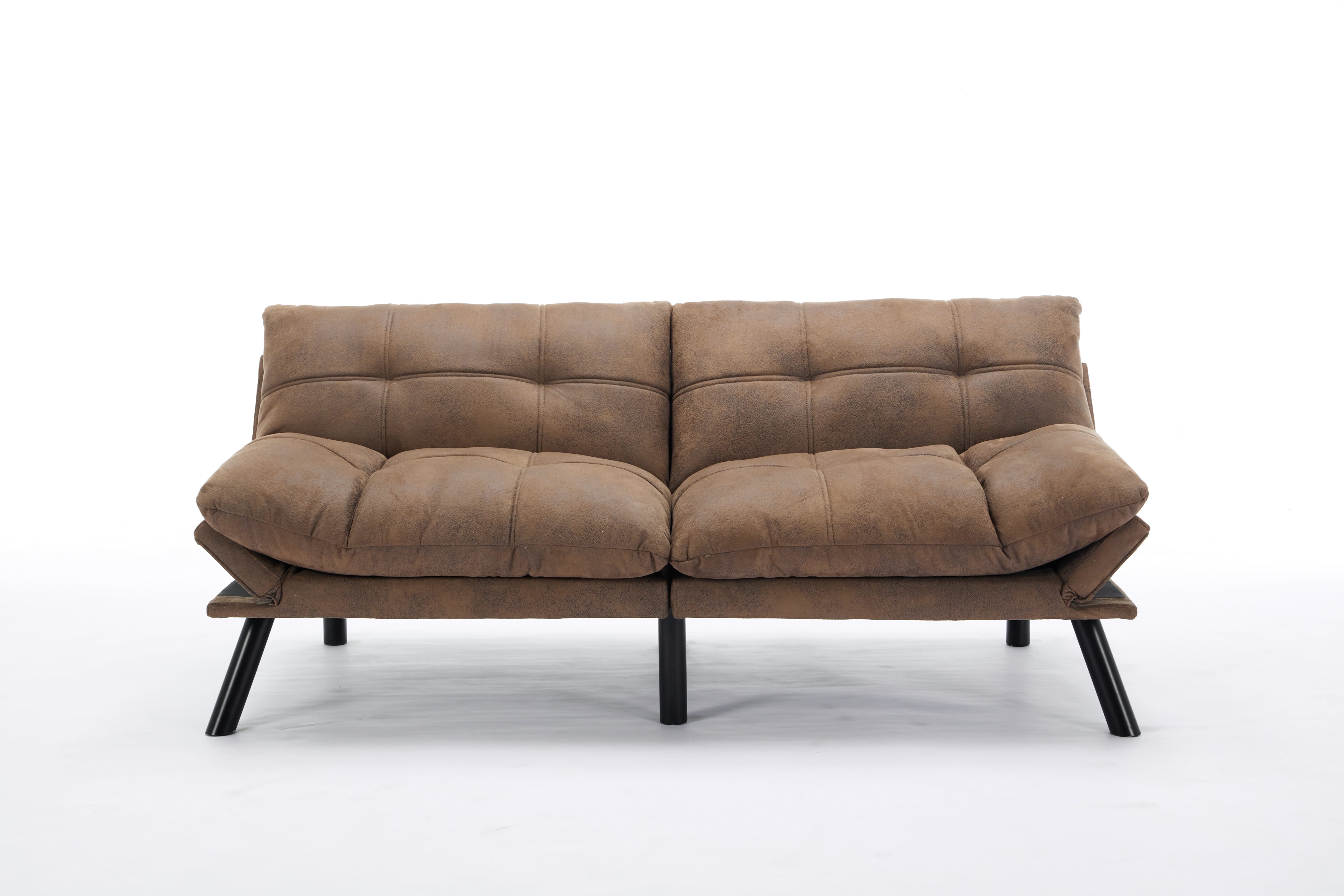 Gewnee Convertible Folding Modern sofa Bed,Upholstered Loveset,Adjustable Armrest and Backrest,Suitable for Living rooms and Apartments.Brown