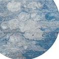 thumbnail image 4 of 8' Denim Blue And Sky Blue Round Abstract Washable Indoor Outdoor Area Rug, 4 of 5