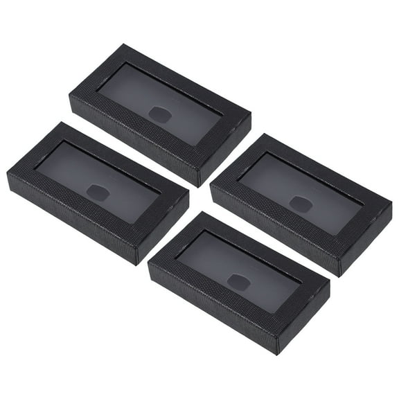 ELAYARD 4Pcs Black Bow Tie Boxes with Transparent Window Durable Paper Material