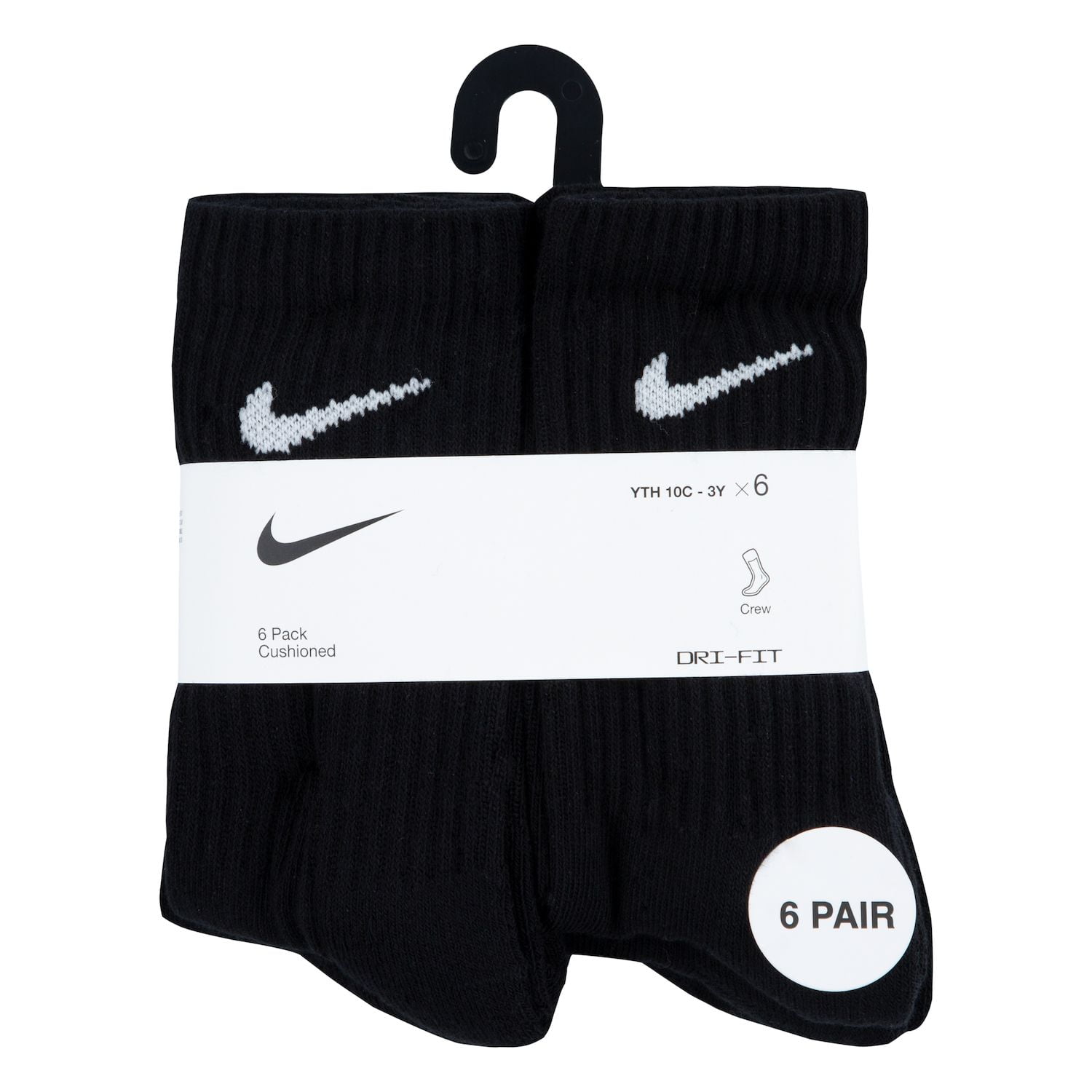 Little Boys Nike 6 pack Everyday Plus Cushion Crew Training Socks Color Gray Size 5 7 Walmart