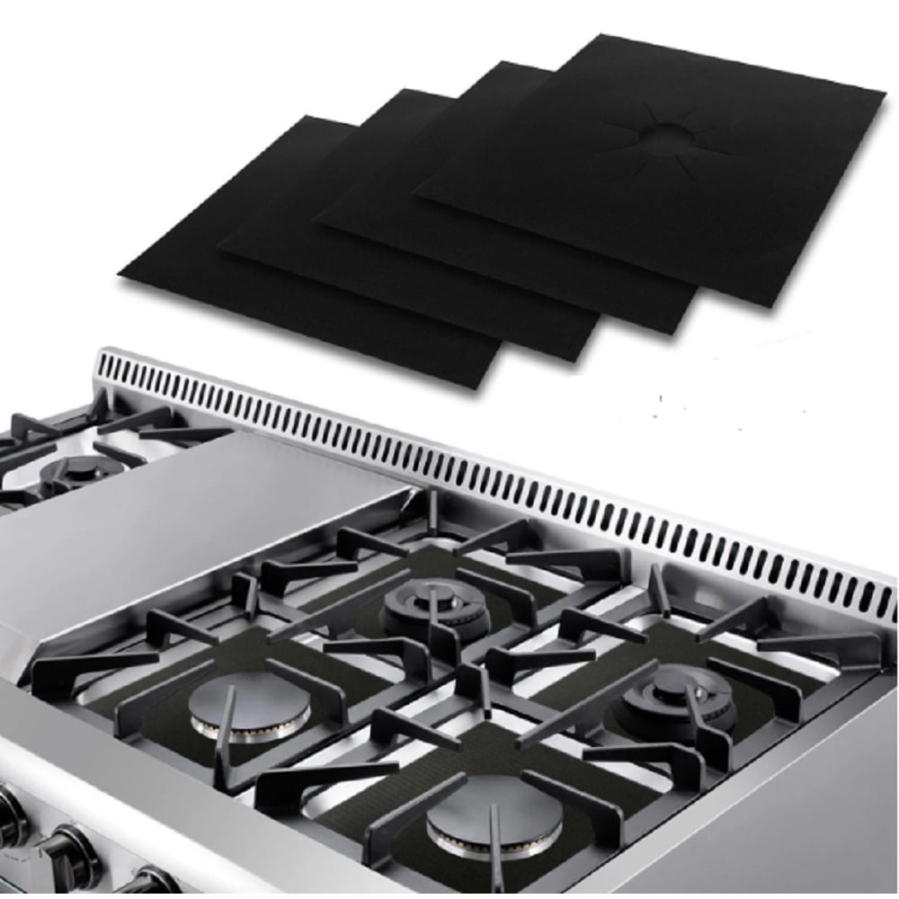 4 Pcs Gas Range Stove Top Burner Protector Reusable Liner Clean Non