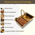 thumbnail image 4 of Strictly Sinks 33 Inch Waterfall Kitchen Sink with Glass Rinser–16 Gauge Drop In Kitchen Sink with 360° Pull-Out Faucet,Waterfall Sprayer,Wood Cutting Board,Colander,Drain & Kitchen Sink Accessories, 4 of 7