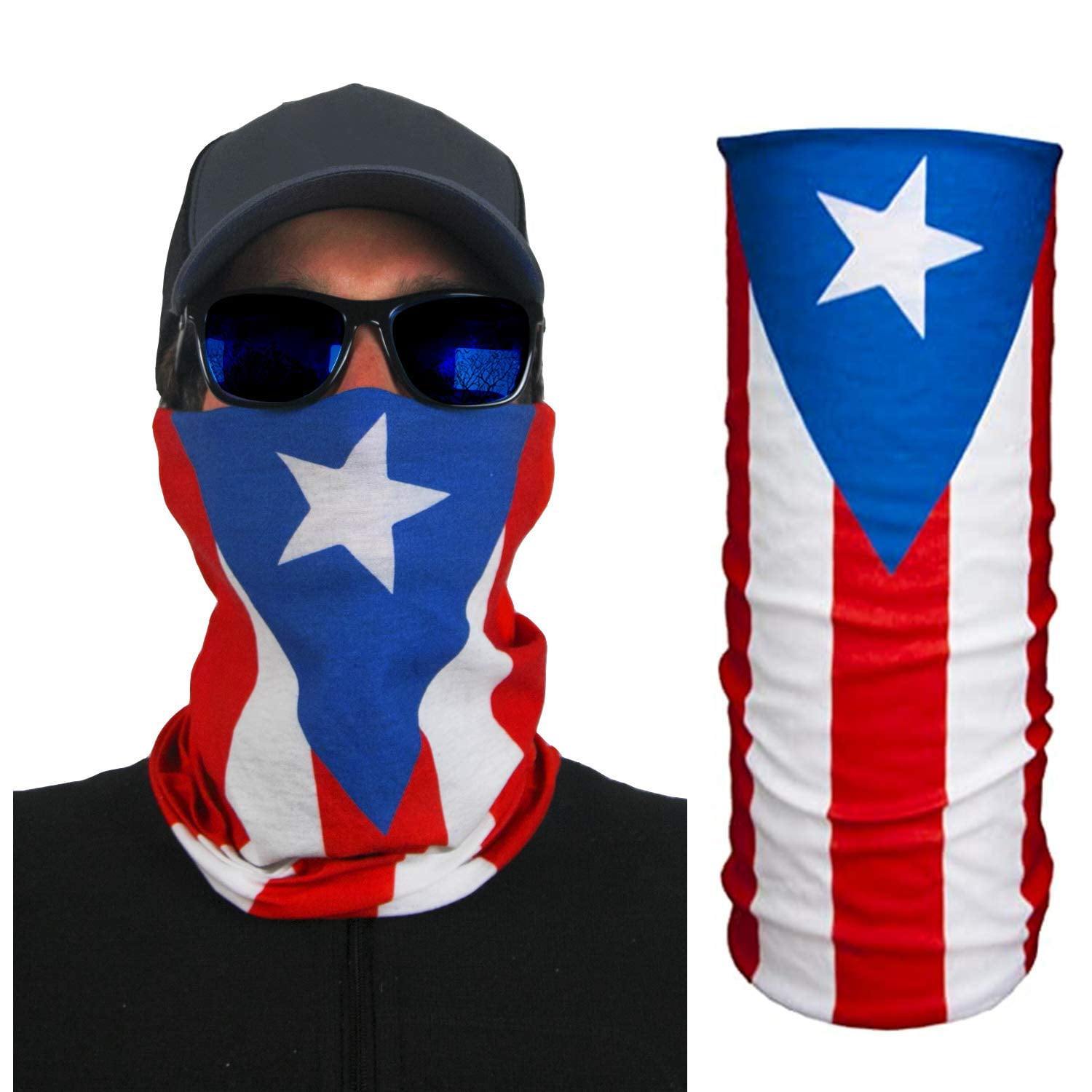 PUERTO RICO Flag Face Mask Fishing Shield Neck Gaiter Bandana Headband Balaclava 