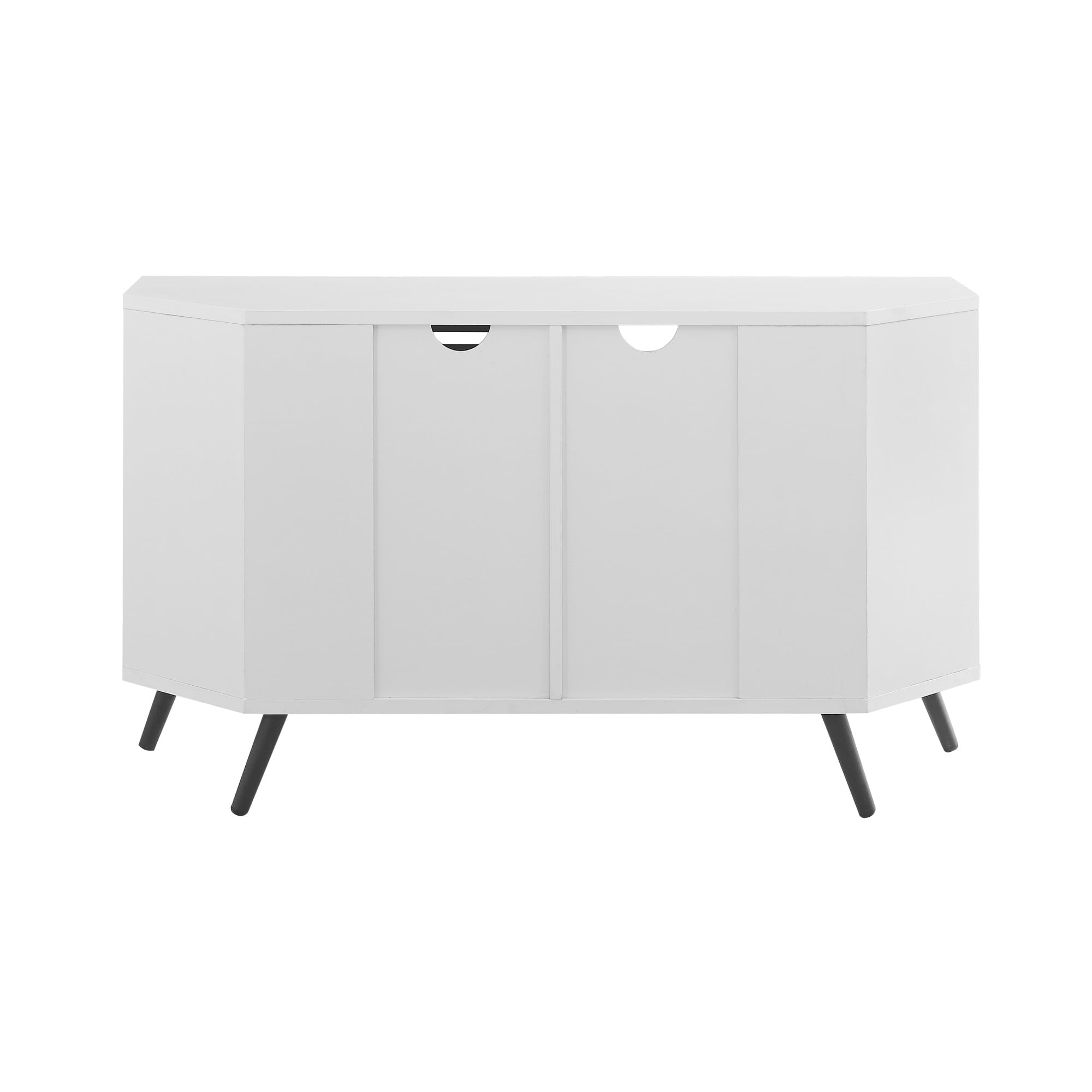 Manor Park Contemporary Boho Sliding Door Corner TV Stand, White