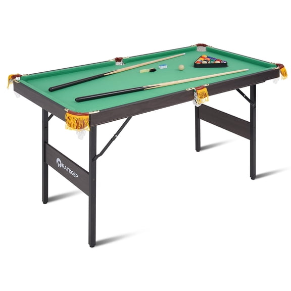 RAYCHEE 54" Folding Pool Table, Portable Billiard Table Set with 2 Cue Sticks, 16 Balls, Triangle & Chalk for Kids & Adults, Indoor Game Room