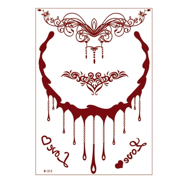Pegatina de tatuaje de encaje rojo y marrón, tatuaje de transferencia de agua, pegatina de arte corporal impermeable, arte temporal de la piel para mujeres y niñas