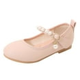 thumbnail image 1 of Cathalem Girls Talons Robe Chaussures Cheville Sangle Bout Carré Bas Talon Noeud Fleur Robe Chaussures, Rose 28, 1 of 5