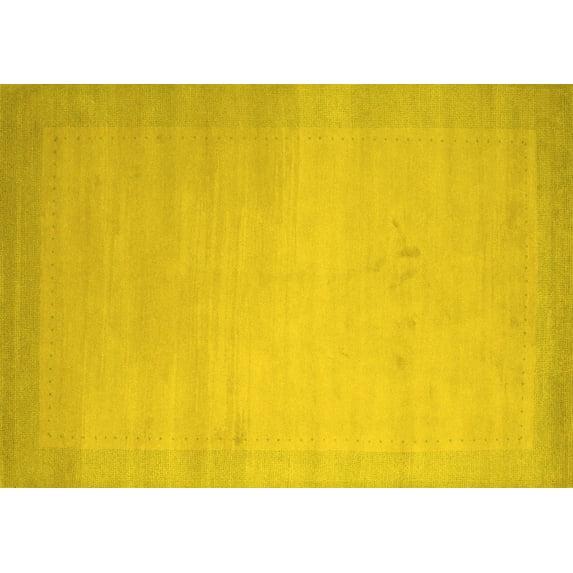 Ahgly Company Machine Washable Indoor Rectangle Abstract Yellow Contemporary Area Rugs, 7' x 9'
