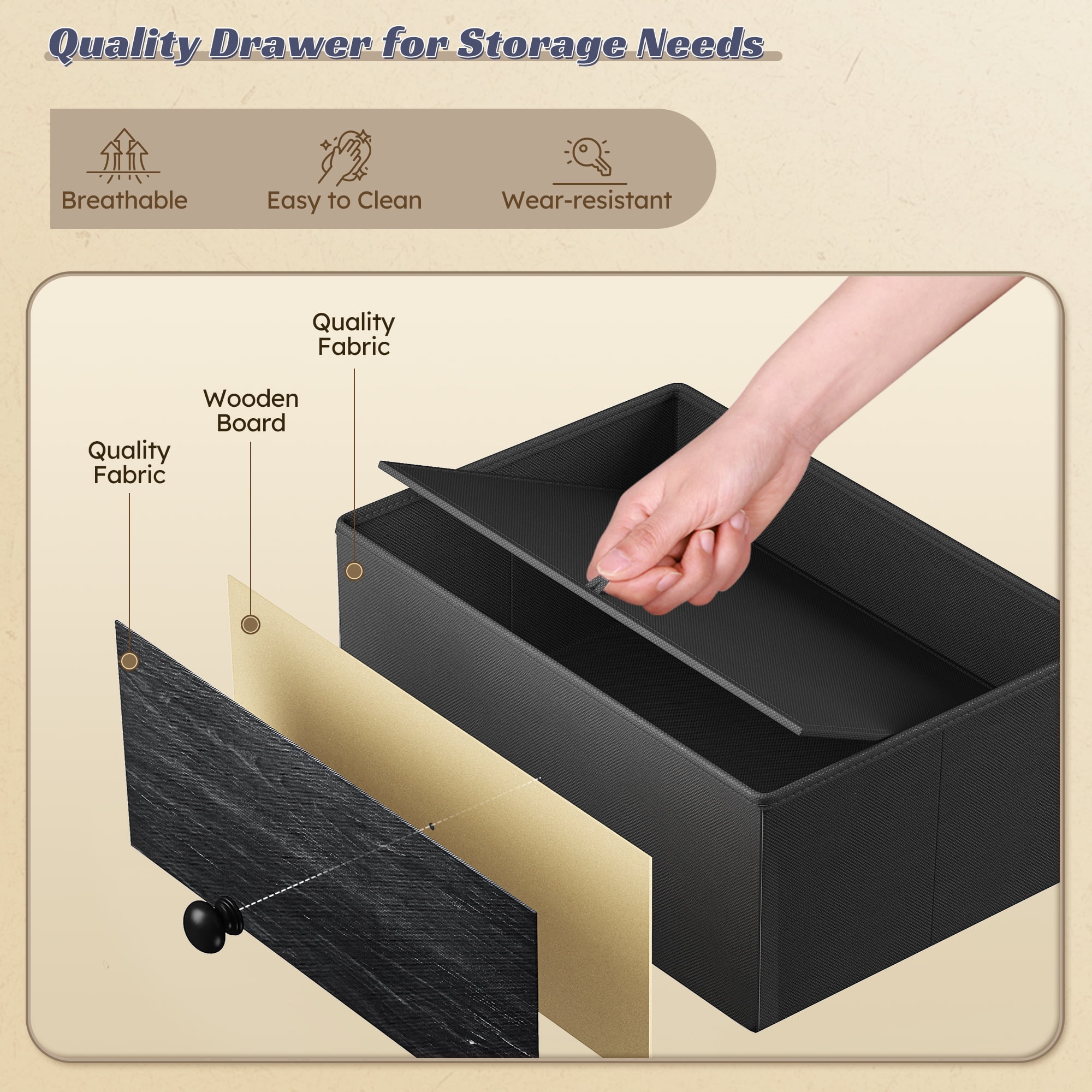 EnHomee 24 Drawers Dressers for Bedroom Closet Dresser Fabric Drawers with Wheels,Black