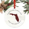 thumbnail image 2 of US State Round Metal Christmas Ornament, Red Plaid on Light Rustic Wood, Florida, Includes Ribbon and Gift Bag, 2 of 2