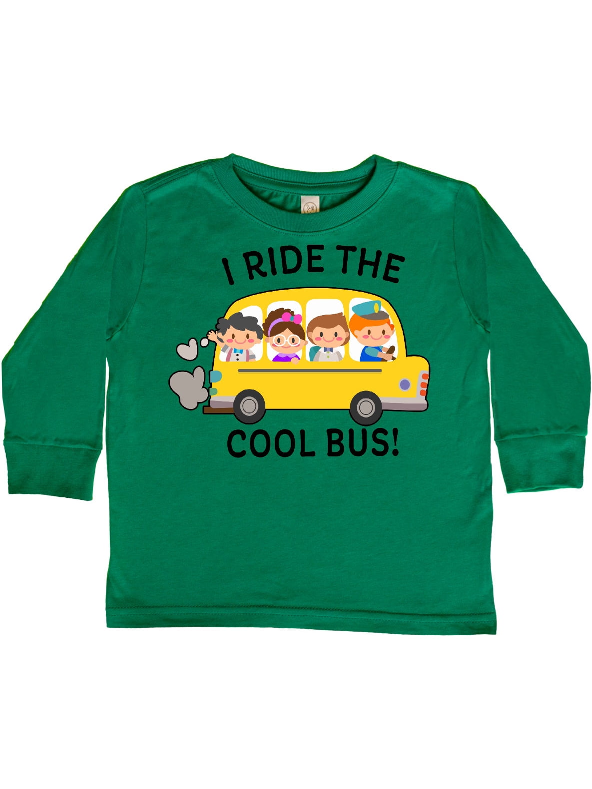 INKtastic I Ride The Cool Bus with Yellow School Bus and Kids Toddler