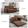 thumbnail image 5 of Euroco 60" Loveseat Sofa with Pull-Out Bed Modern Upholstered Couch with Side Pocket for Living Room Office, Brown, 5 of 10