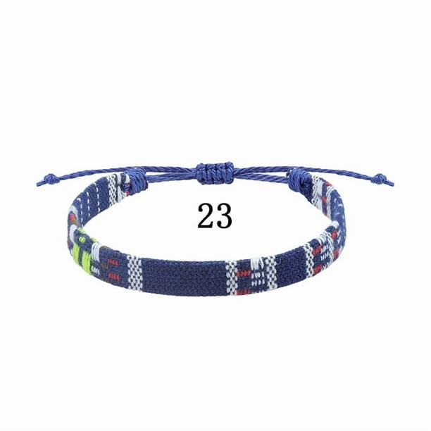 Tobillera de algodón y lino con tejido de arcoíris y cuerda ancha para actividades en todos los colores
