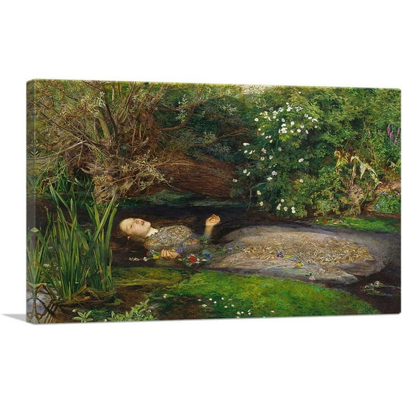ARTCANVAS Ophelia 1851 Canvas Art Print by John Everett Millais - Size: 26" x 18" (0.75" Deep)