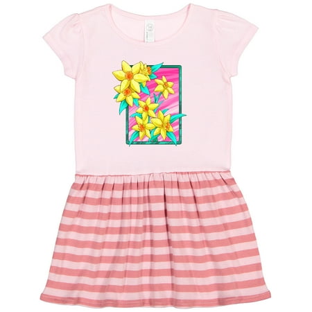 

Inktastic Daffodils 90s Retro Colors Illustration Gift Toddler Girl Dress