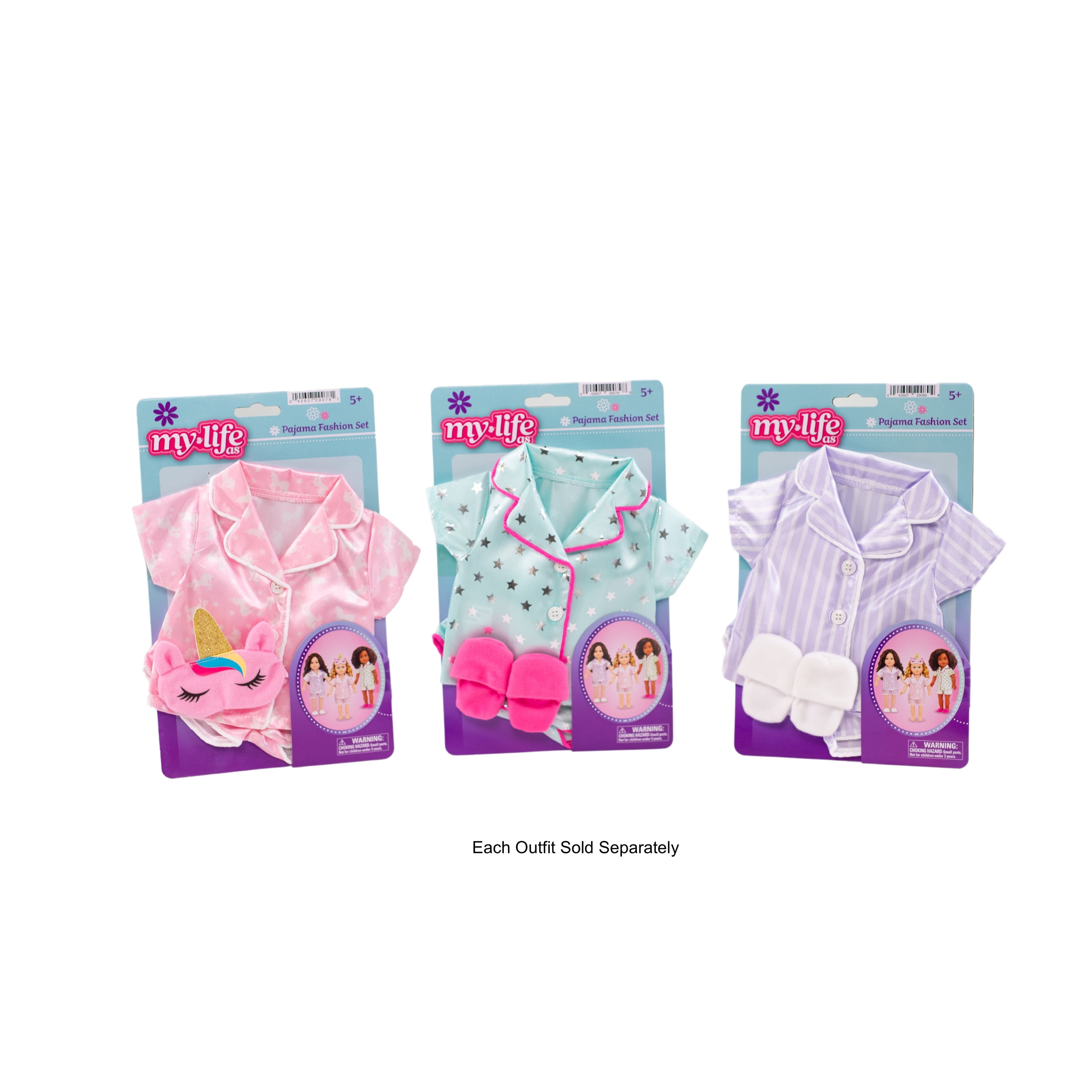 My Life As Pajama Fashion Set for 18-inch Doll, 3 Pieces Included, Assorted Colors
