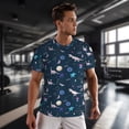 thumbnail image 3 of Wukai Space Dinosaur Print Men's Short-Sleeved Mesh T-Shirt,Quick-Dry Short Sleeve Workout T-Shirt-4X-Large, 3 of 8