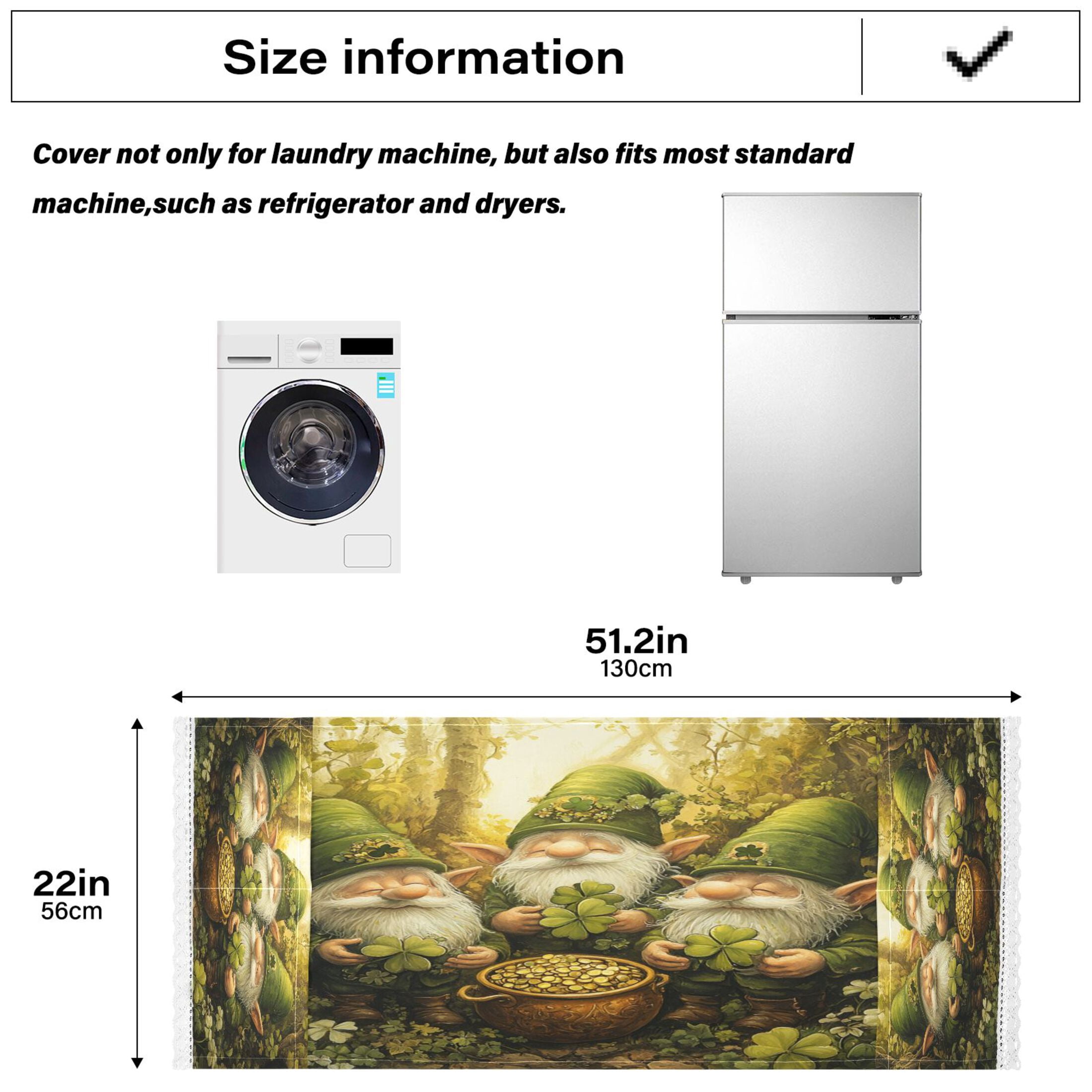 WOBOGO Gnomes Celebrating St Patricks Washing Machine Cloth Dryer Refrigerator Top Cover Protective Non-Slip Mat For Kitchen Laundry