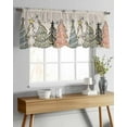thumbnail image 4 of Christmas Tree Valance Curtains for Kitchen/Living Room/Bathroom/Bedroom Window, Rustic Pink Green Blue Xmas Tree Snowflake Rod Pocket Small Topper Half Short Window Curtains Sheer Scarf 60"x18", 4 of 8