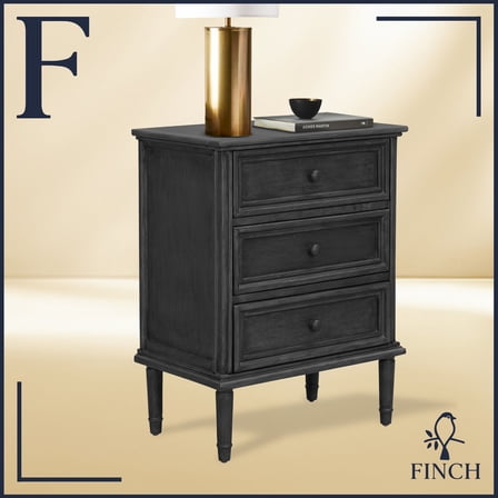 Finch Webster 3 Drawer Storage Cabinet Dark Gray