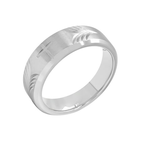 Mens Wedding Bands Cross - Men’s 8MM Stainless Steel Tapered Cross Wedding Band – Mens Ring
