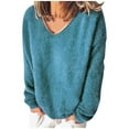 thumbnail image 1 of LSLJS Hauts, T-Shirts et Chemisiers pour Femmes, Chandails à Manches Longues Colorés à Col en V pour Femmes, Décontractés et Élégants, 1 of 3
