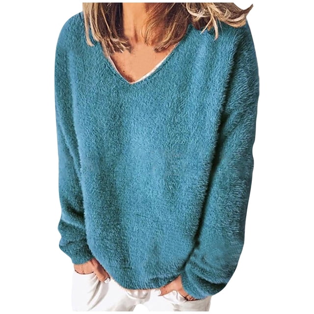 LSLJS Hauts, T-Shirts et Chemisiers pour Femmes, Chandails à Manches Longues Colorés à Col en V pour Femmes, Décontractés et Élégants