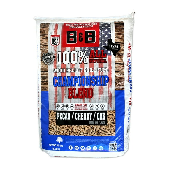 B&B Charcoal Championship Blend Food Grade Wood Pellets, 40 lb bag