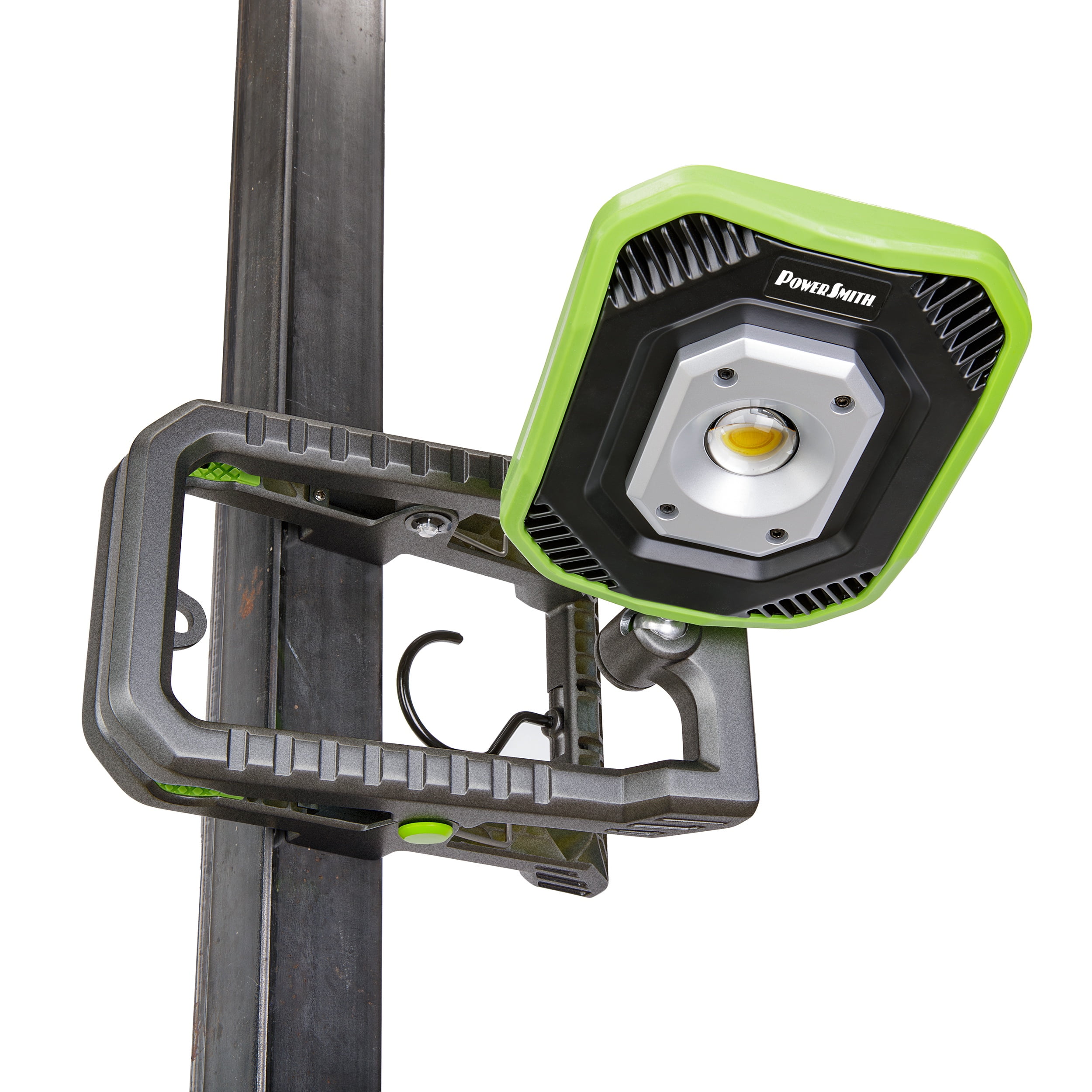 PowerSmith 3000 Lumen Rechargeable LED Clamp Work Light Dual-Power, Powered Through 120V AC or Rechargeable Lithium-Ion Battery, Large Clamp, 5-Year Warranty