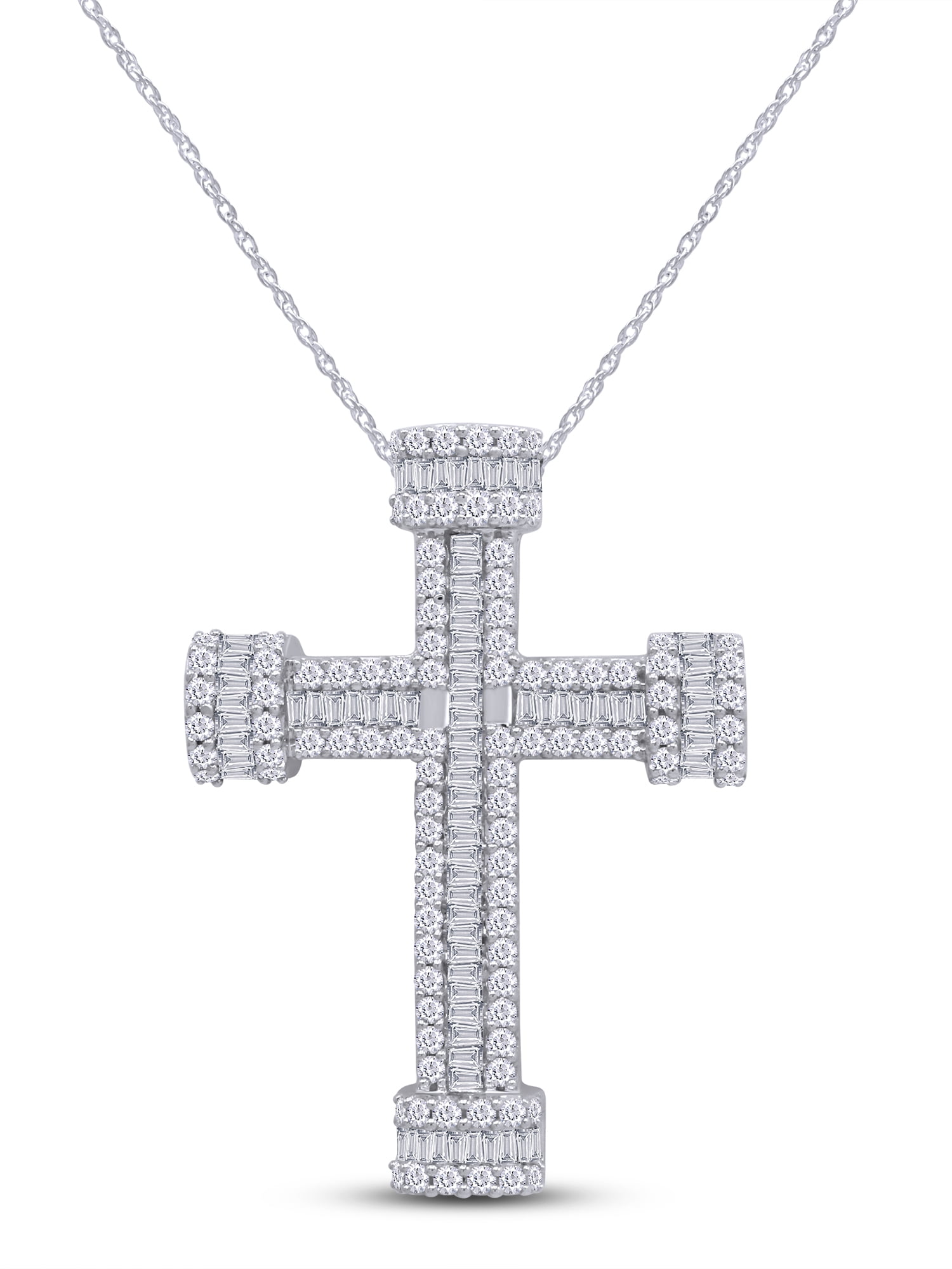 Natural Diamond Cross Pendant Necklace 