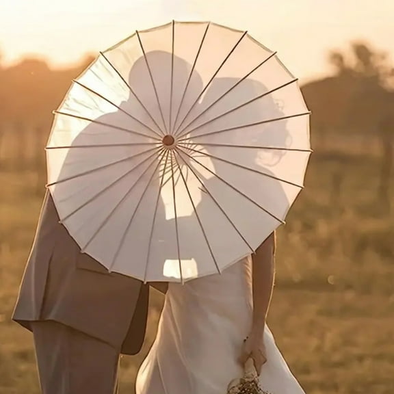LOLIPPYY Round Paper Parasol Umbrella Wedding Shade Umbrella White 1Pcs Elegant Design for Event Planners