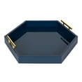thumbnail image 3 of Kate and Laurel Lipton Hexagon Decorative Tray with Polished Metal Handles, Navy Blue and Gold, 3 of 5