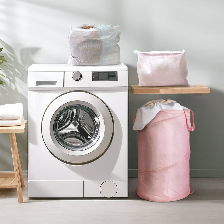 Mainstays Pop-Up Spiral Polyester Laundry Hamper, Pink