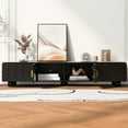 thumbnail image 2 of Modern TV Stand for TVs up to 80 Inches, Entertainment Center with Glass Doors and Drawers, Storage Cabinet with Solid Wood Legs for Living Room, Black, 2 of 13