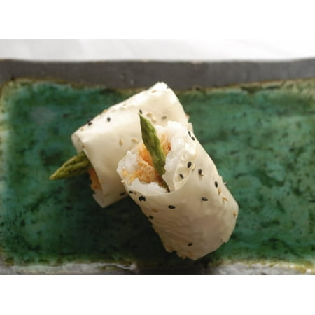 Sushi Appetizer of Salmon and Asparagas in Rice and Sesame Parcel, Japan Print Wall Art By Aaron