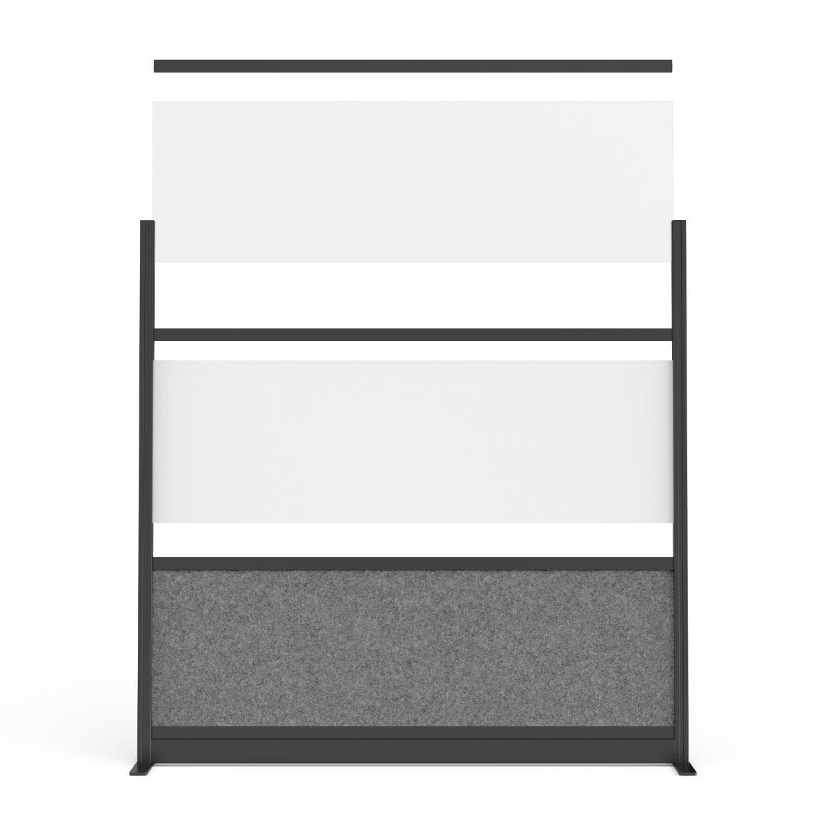 Luxor Workflow Modular Wall Room Divider System - Silver Frame - 70" x 70" Wide Panel Starter Wall with Whiteboard, Freestanding