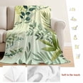 thumbnail image 5 of Green Blue Leaves Blanket Soft Cozy Warm Throw Blanket for Couch, Plush Fuzzy Flannel Fleece Blankets for Sofa, Summer Botanical Farmhouse Watercolor Leaf Bed Blankets Gifts for Men, 50"x80", 5 of 9