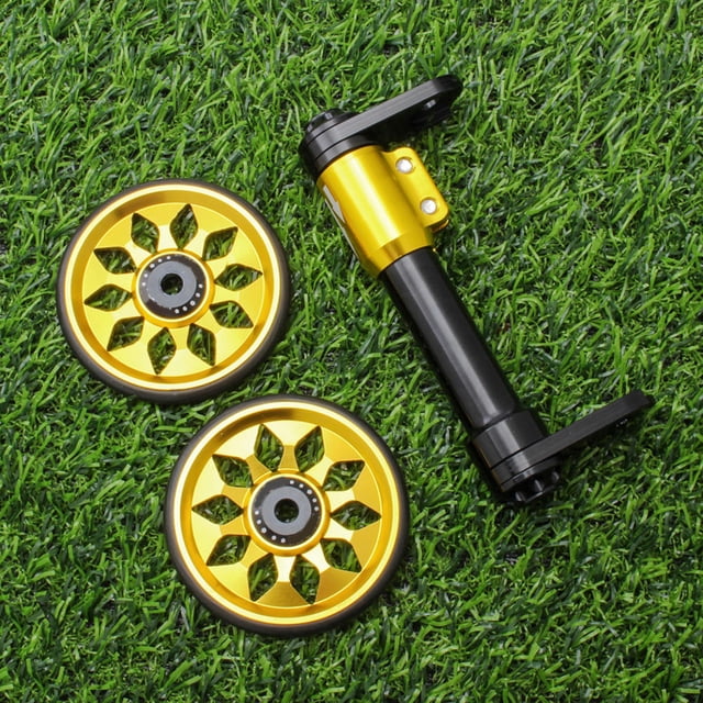 DEEPCRAFF 1Set Folding Bike Easy Wheel Extension Rod with Large Bearing for Smooth Rolling