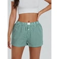 thumbnail image 4 of Women Y2k Gingham Cute Pj Short Pants Plaid Lounge Shorts Sleep Bottoms Elastic Boxers Streetwear Green M, 4 of 8