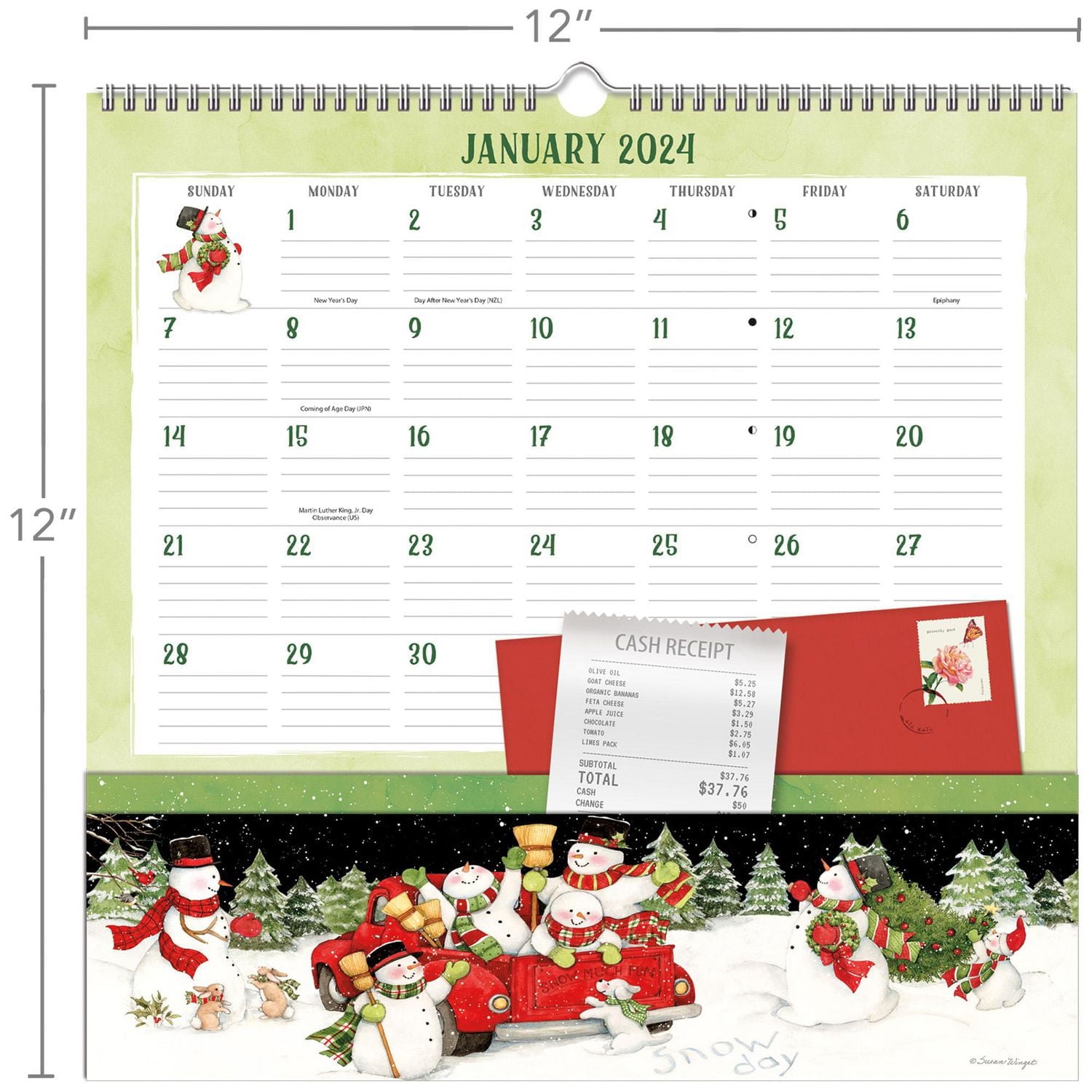 Chanson Folklorique 2024 30.48x30.48 CM Note Nook Mur Carré Calendrier, 9781469430270