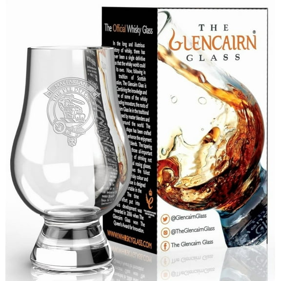 Glencairn Clan Macfarlane Crest Whisky Glass with  Etched Design
